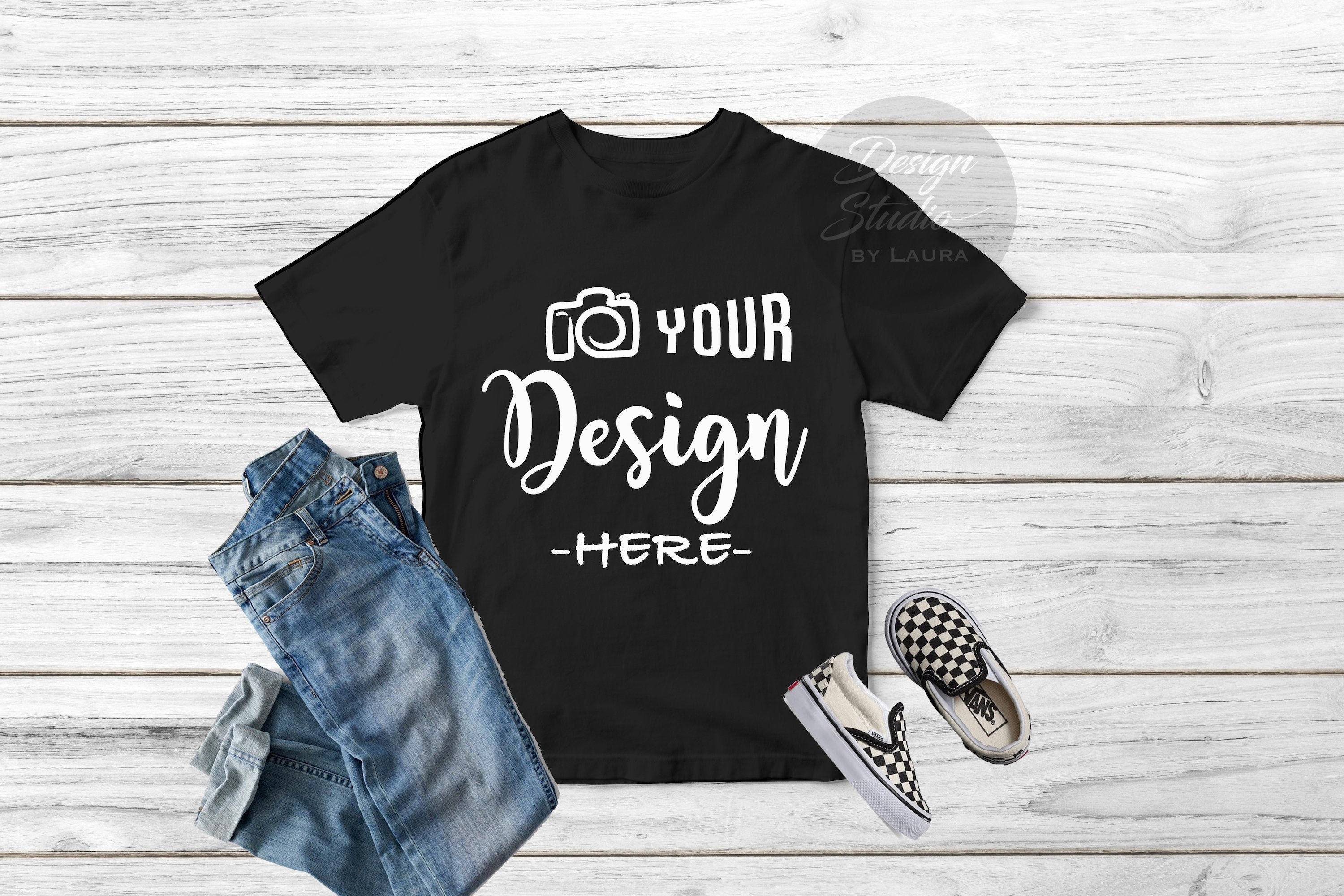 Download Kids T Shirt Mockup Fruit Of The Loom Design Black Svg Mock Up Etsy