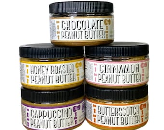 Sampler Peanut Butter and Variety of Nut Butters, Gift Baskets, All Natural, Vegan and Gluten Free. Made in PA.