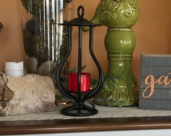 Tea Light Candle Lantern Holder - Wrought Iron Metal - Amish Made in USA