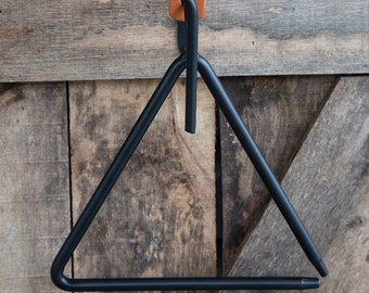 Triangle Dinner Bell Gong - Black Wrought Iron Metal - Amish Handmade in USA