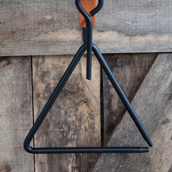 Triangle Dinner Bell Gong - Black Wrought Iron Metal - Amish Handmade in USA