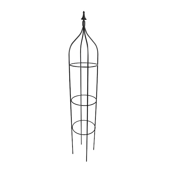 Round Obelisk Garden Trellis - Wrought Iron Black Metal - Handmade by Amish in USA