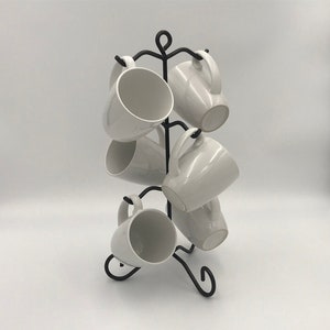 Wrought Iron Coffee Mug & Tea Cup Rack. Metal Tree Stand - Kitchen Storage Organizer -Amish Made in USA. Heavy Duty.