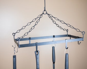 Kitchen Pot Rack with 8 hooks Ceiling Mount Amish Handmade in USA