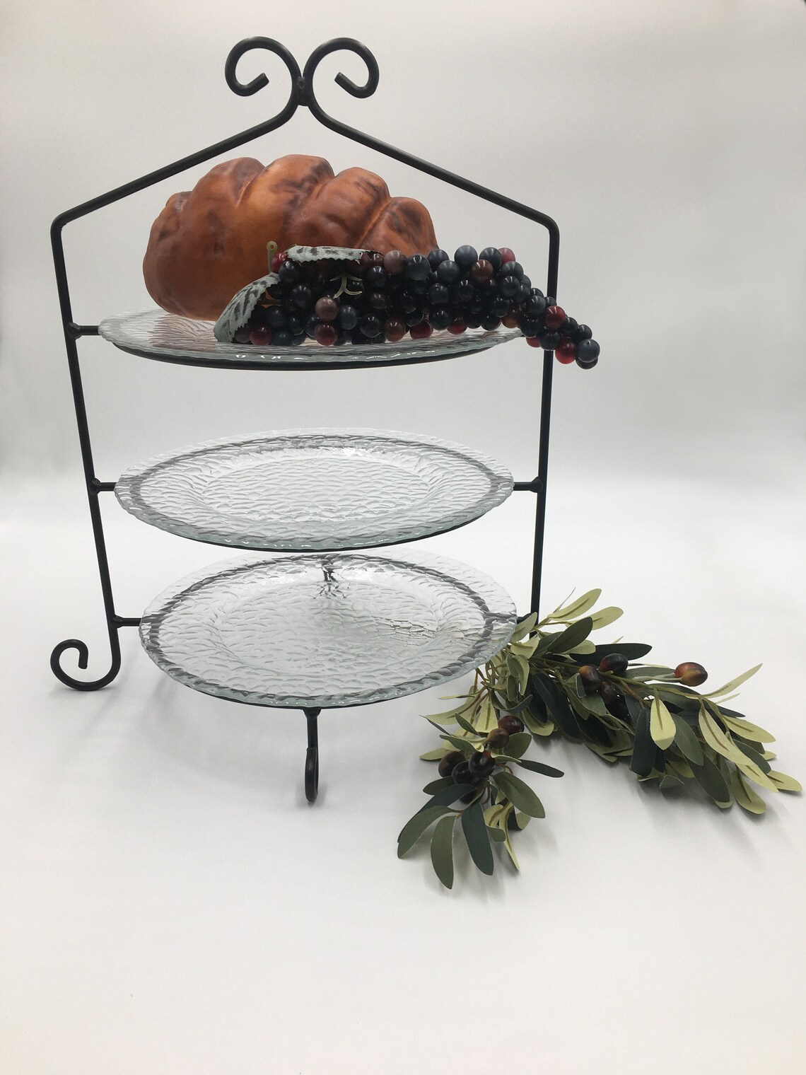 3 Tier Black Wrought Iron Pie Plate holder stand Etsy