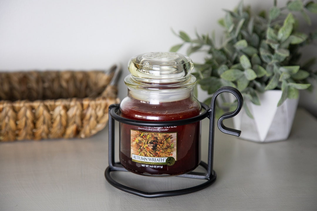 Black Wrought Iron Metal Jar Candle Holder Amish Handmade in USA Etsy