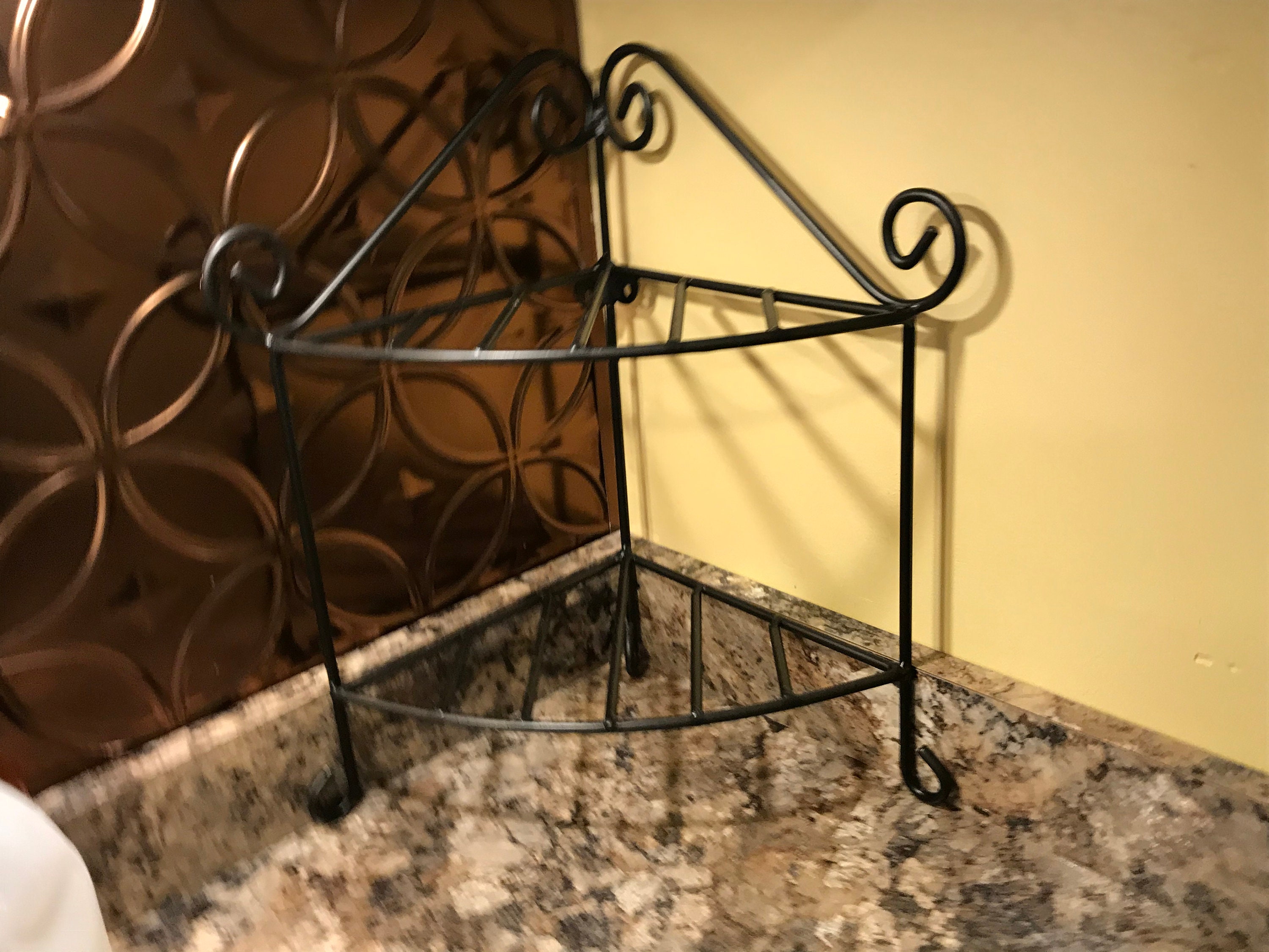 Metal Counter Top Corner Stand Shelf Plant Stand Wrought Iron Etsy