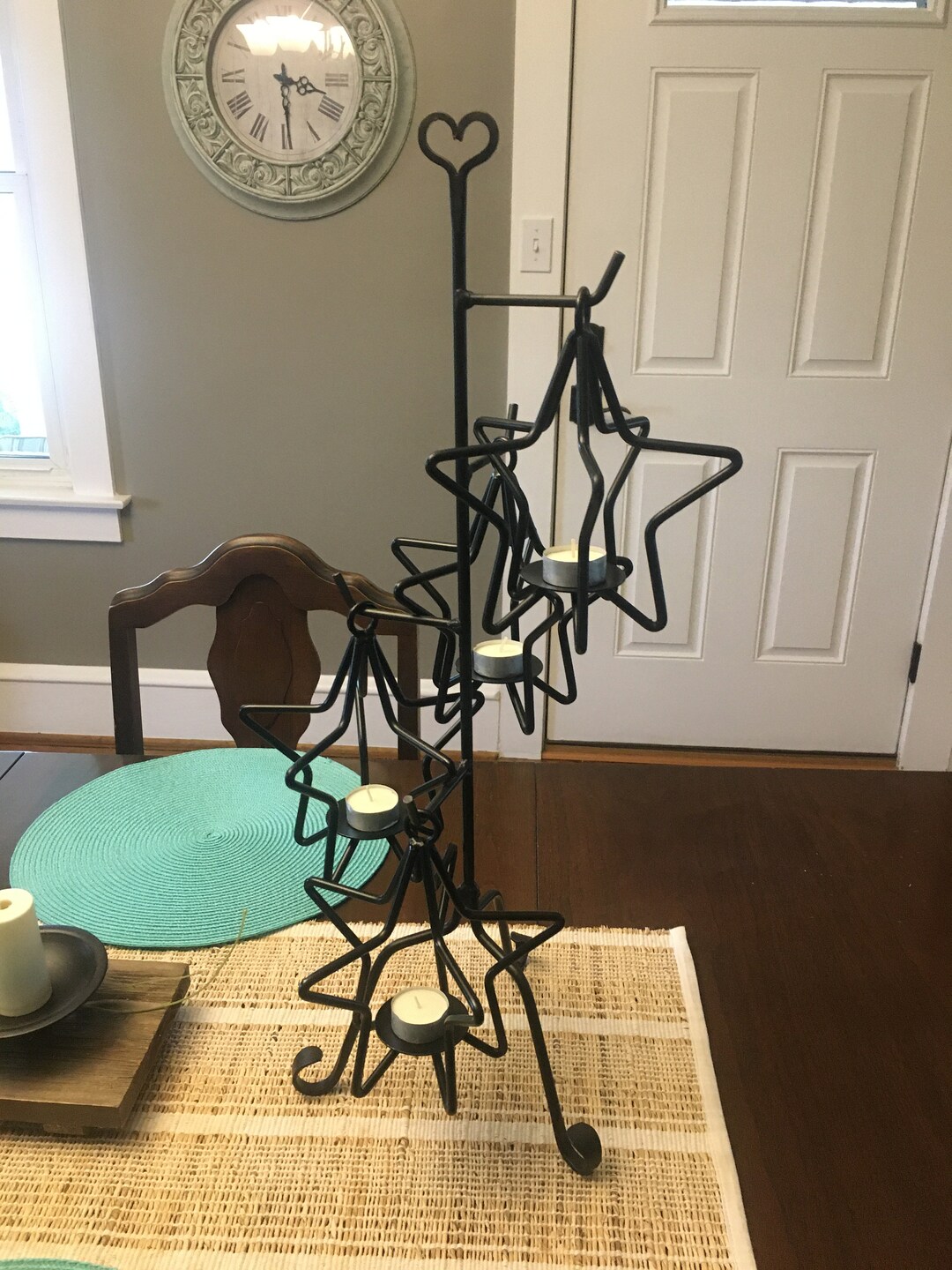 Star Tealight Candle Tree Holder Amish Made Wrought Iron Removable Star