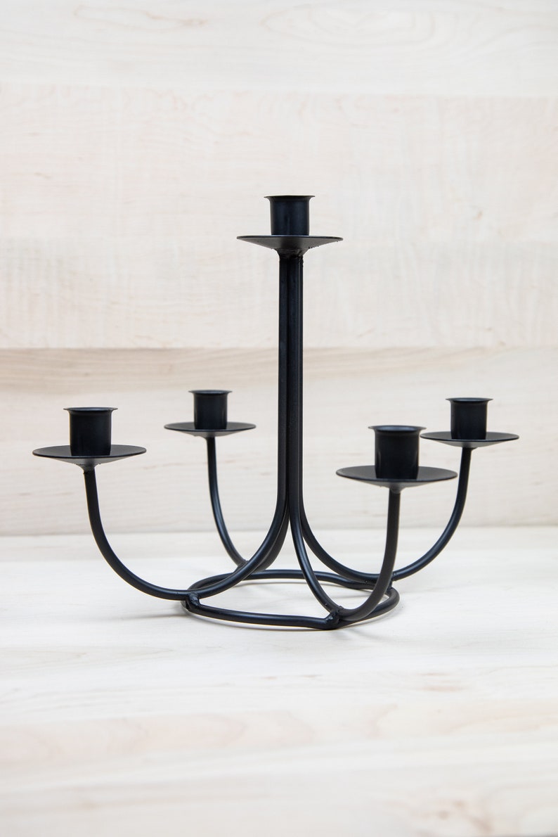 Wrought Iron Tabletop Candelabra Taper Candle Holder Etsy