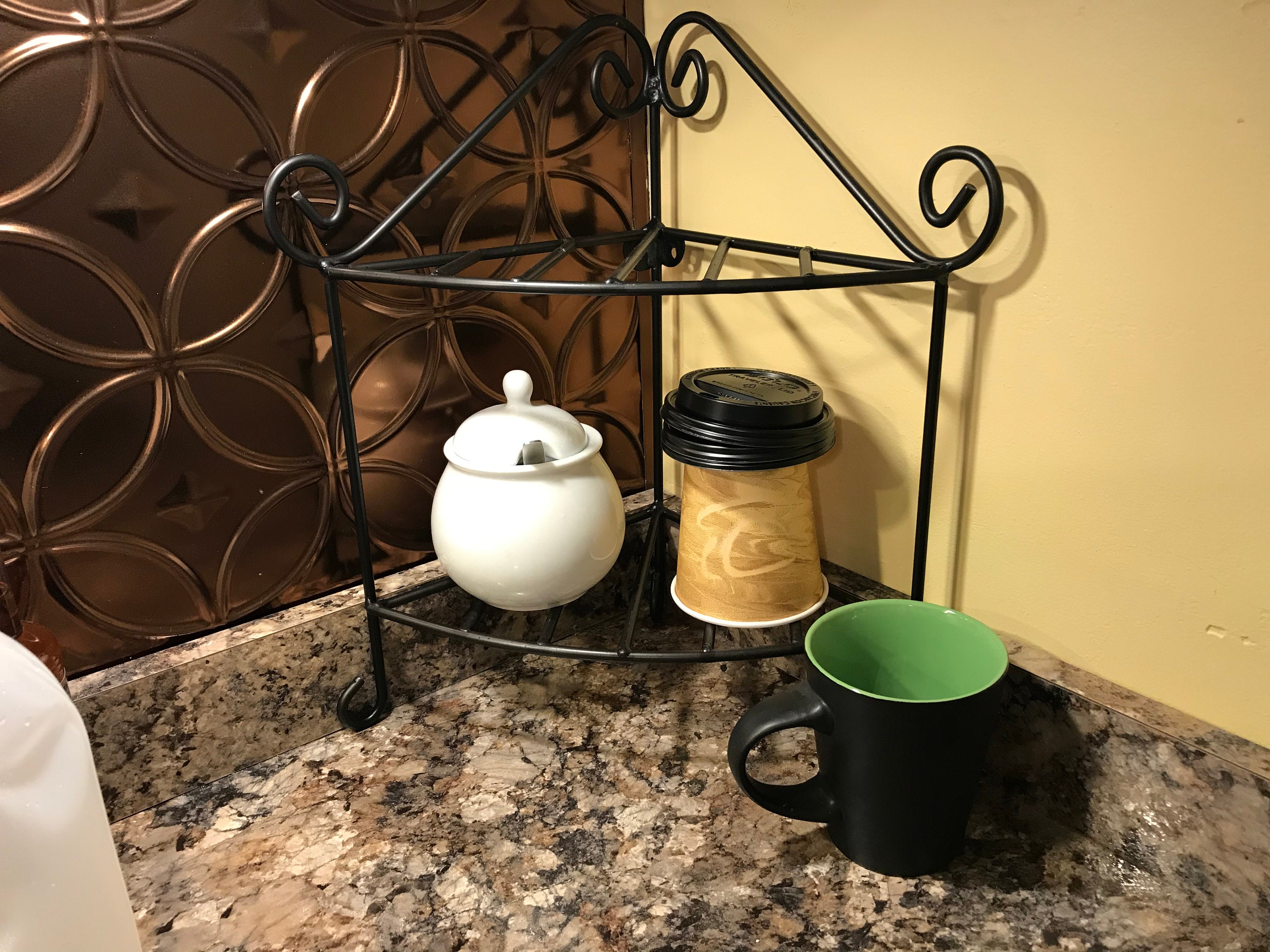 Metal Counter Top Corner Stand Shelf Plant Stand Wrought Iron Etsy