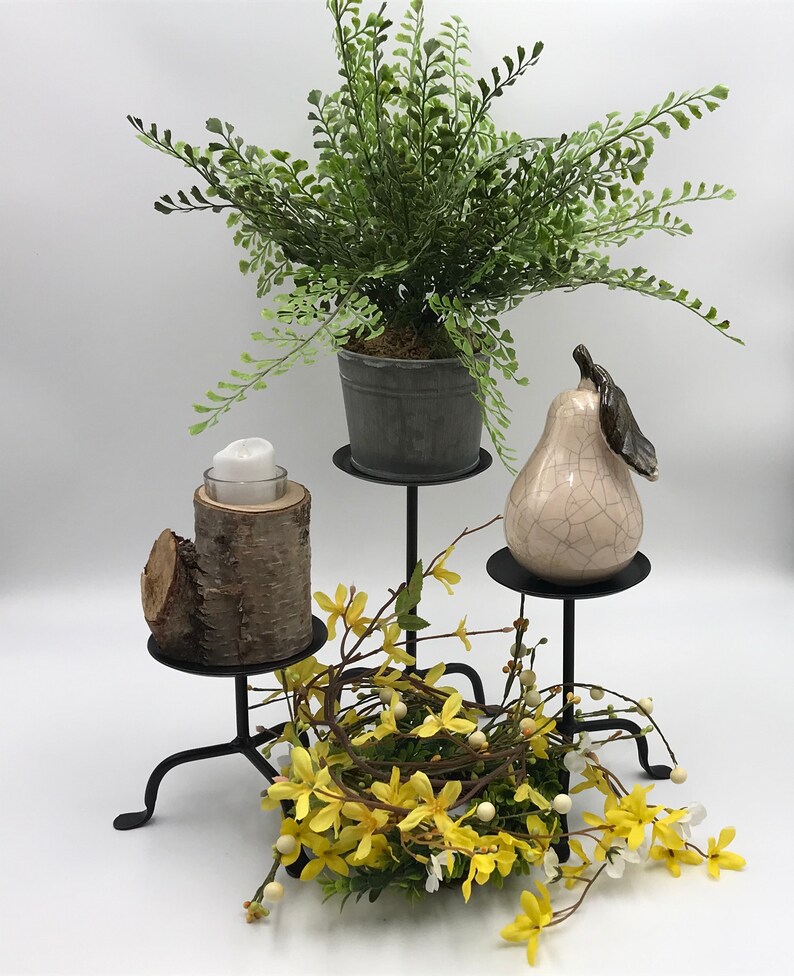 Black Wrought Iron Pillar Candle Holder Stand Amish Handmade Etsy