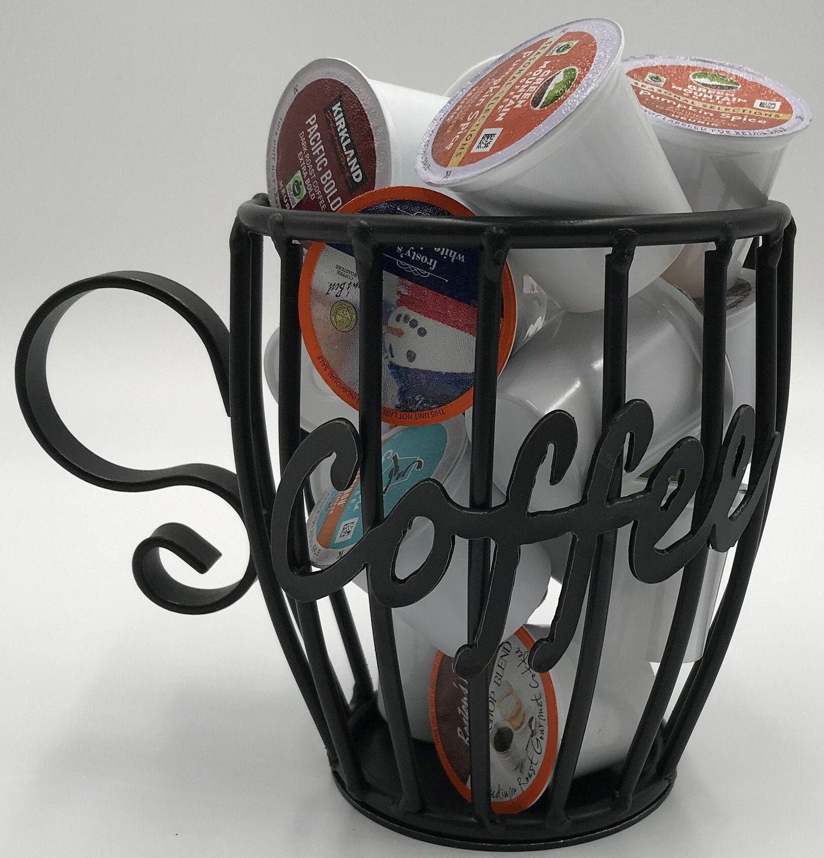 Black Wrought Iron Coffee Mug Keurig K Cup Holder for 16 Etsy UK