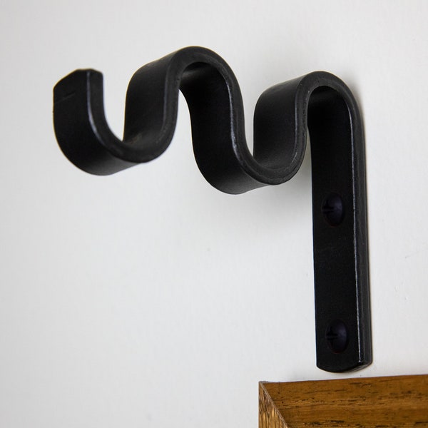 Wrought Iron Single or Double Curtain Rod hook (set of 2)