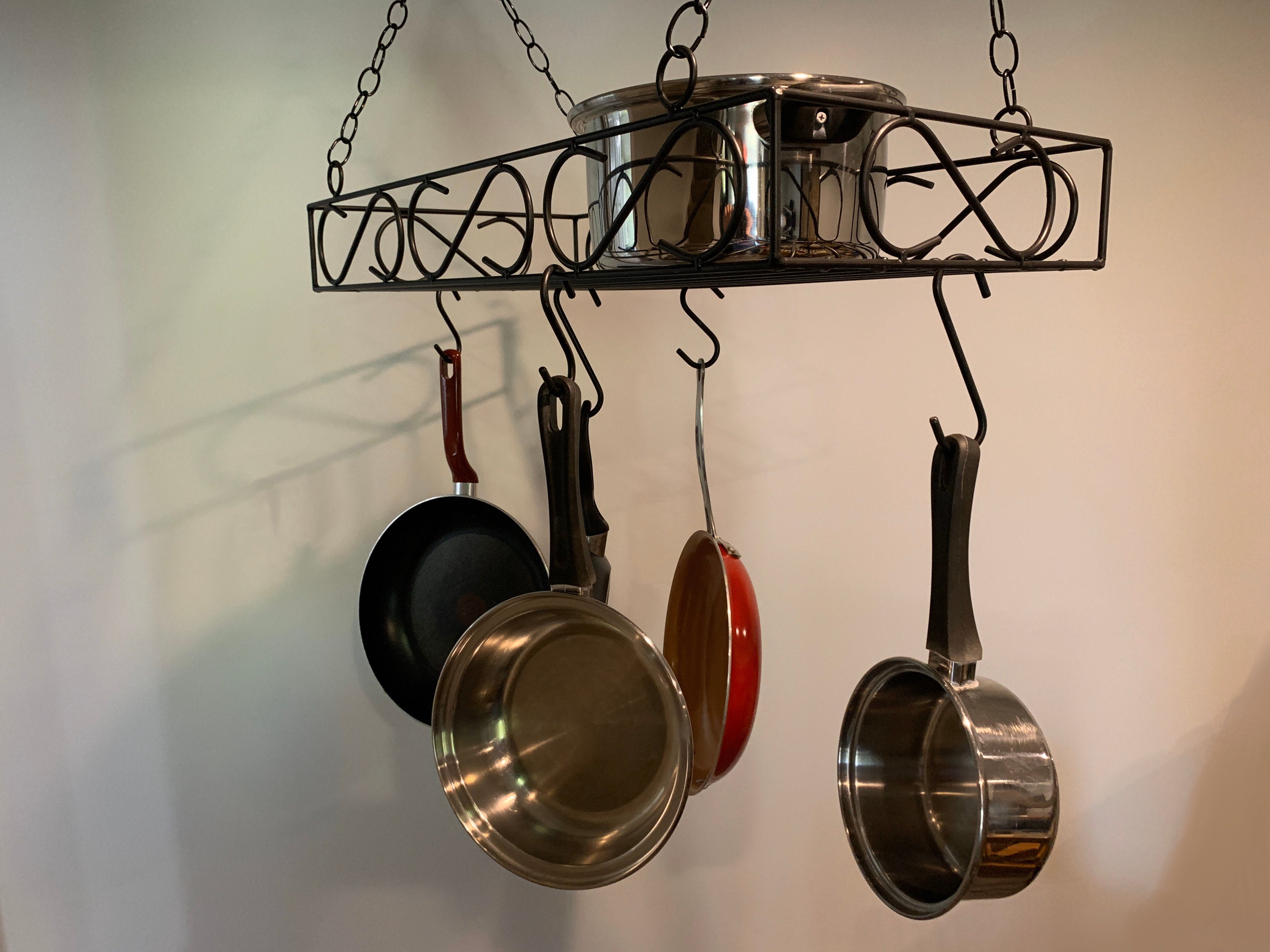 Wrought Iron Kitchen Pot Rack Ceiling Mount Amish Handmade Etsy