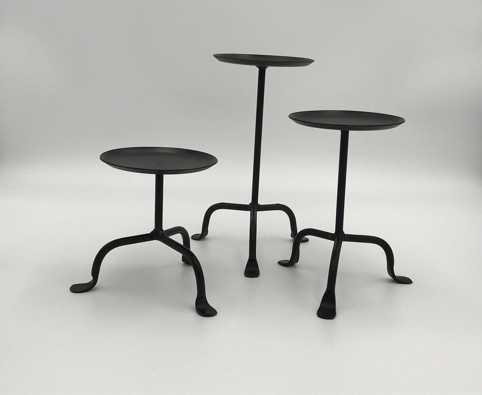 Black Wrought Iron Pillar Candle Holder Stand Amish Handmade Etsy