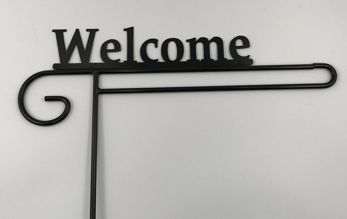 Garden Flag Holder Hook Stand Heavy Duty Black Etsy