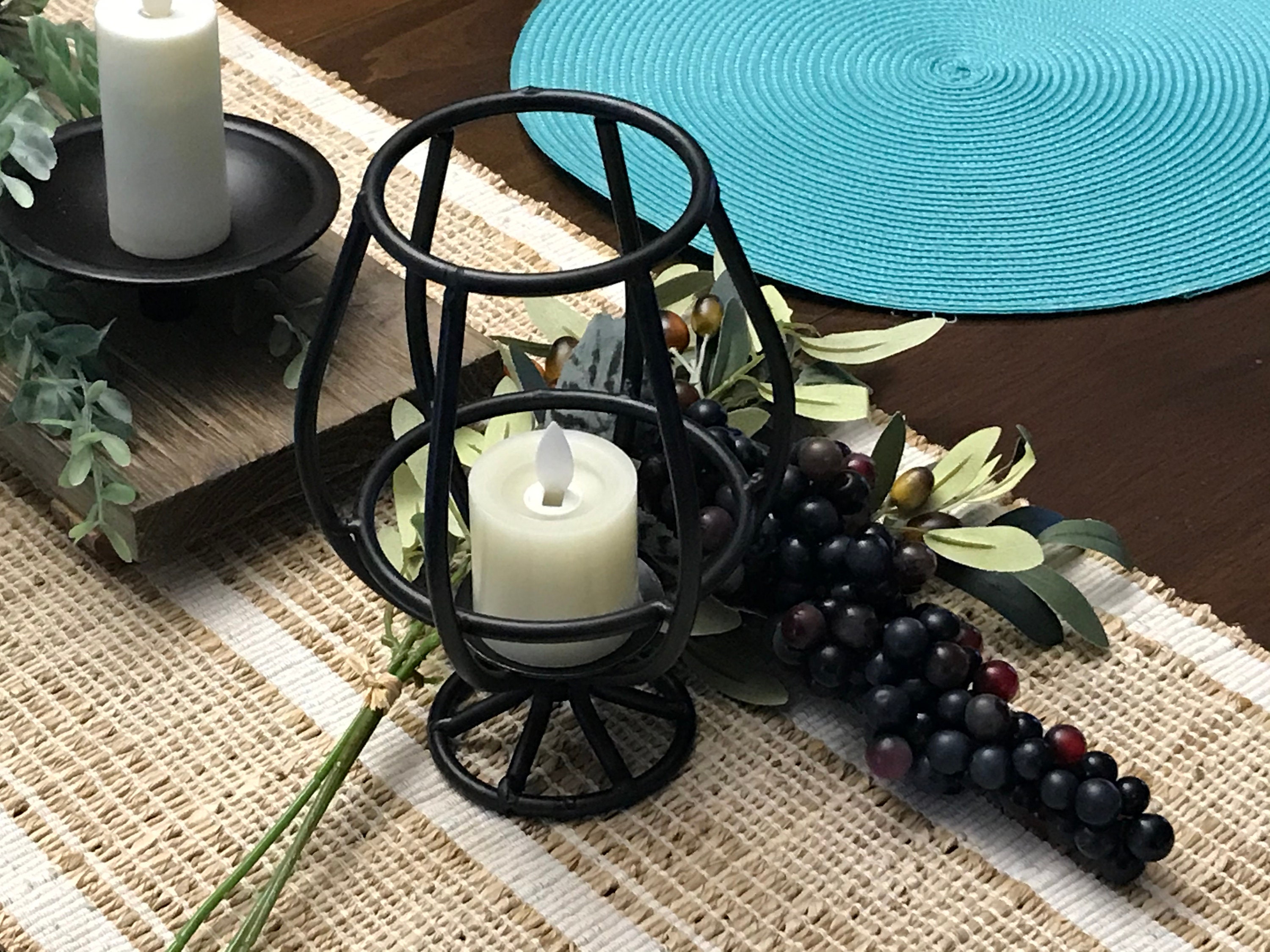 Black Wrought Iron Brandy Snifter Candle Holder Decoration Etsy