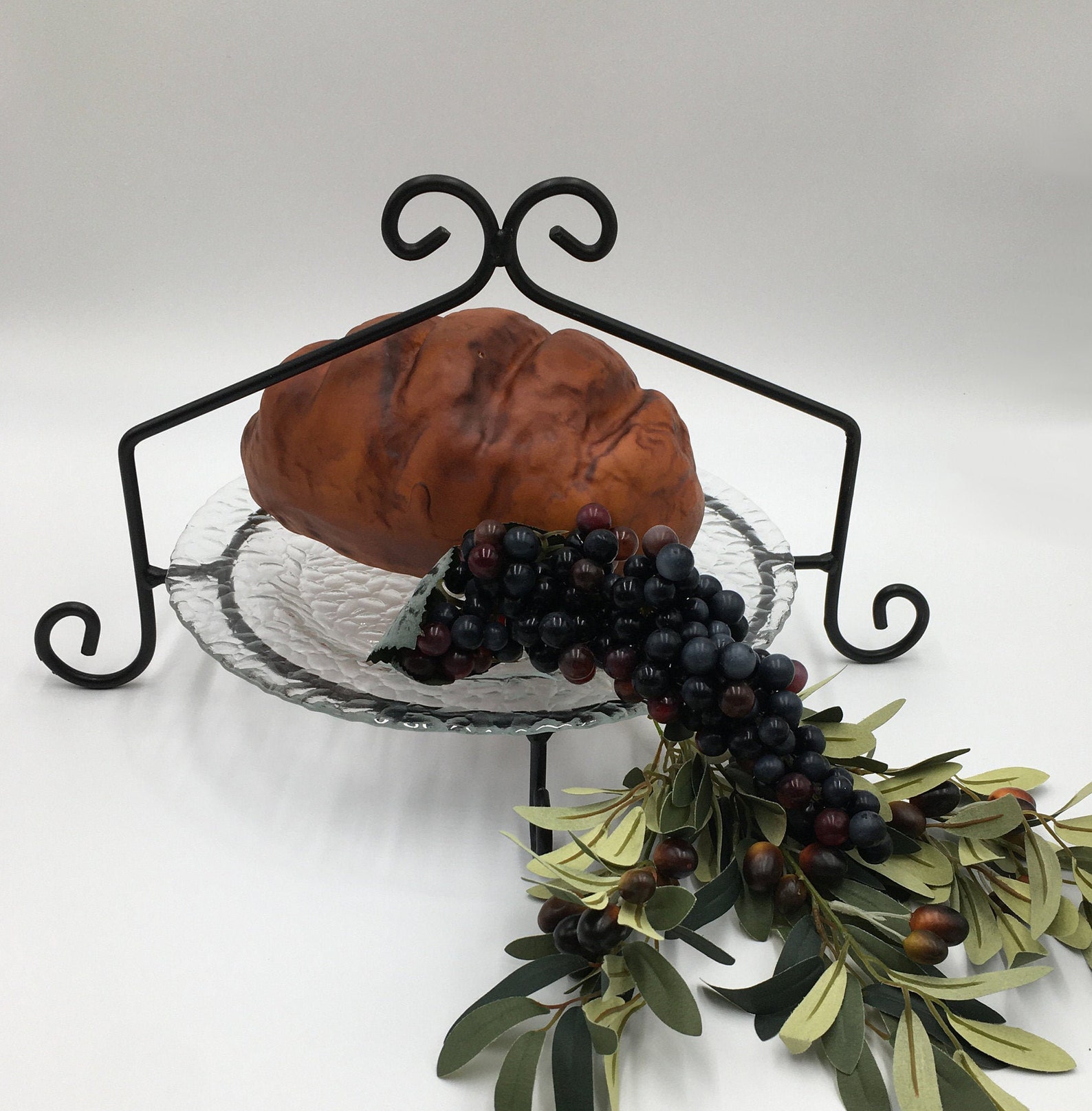 3 Tier Black Wrought Iron Pie Plate holder stand Etsy