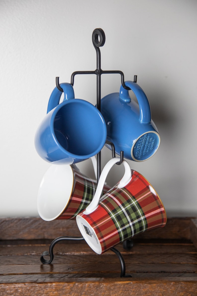 Wrought Iron 4 Coffee Mug & Tea Cup Rack Holder Metal Tree Etsy Canada