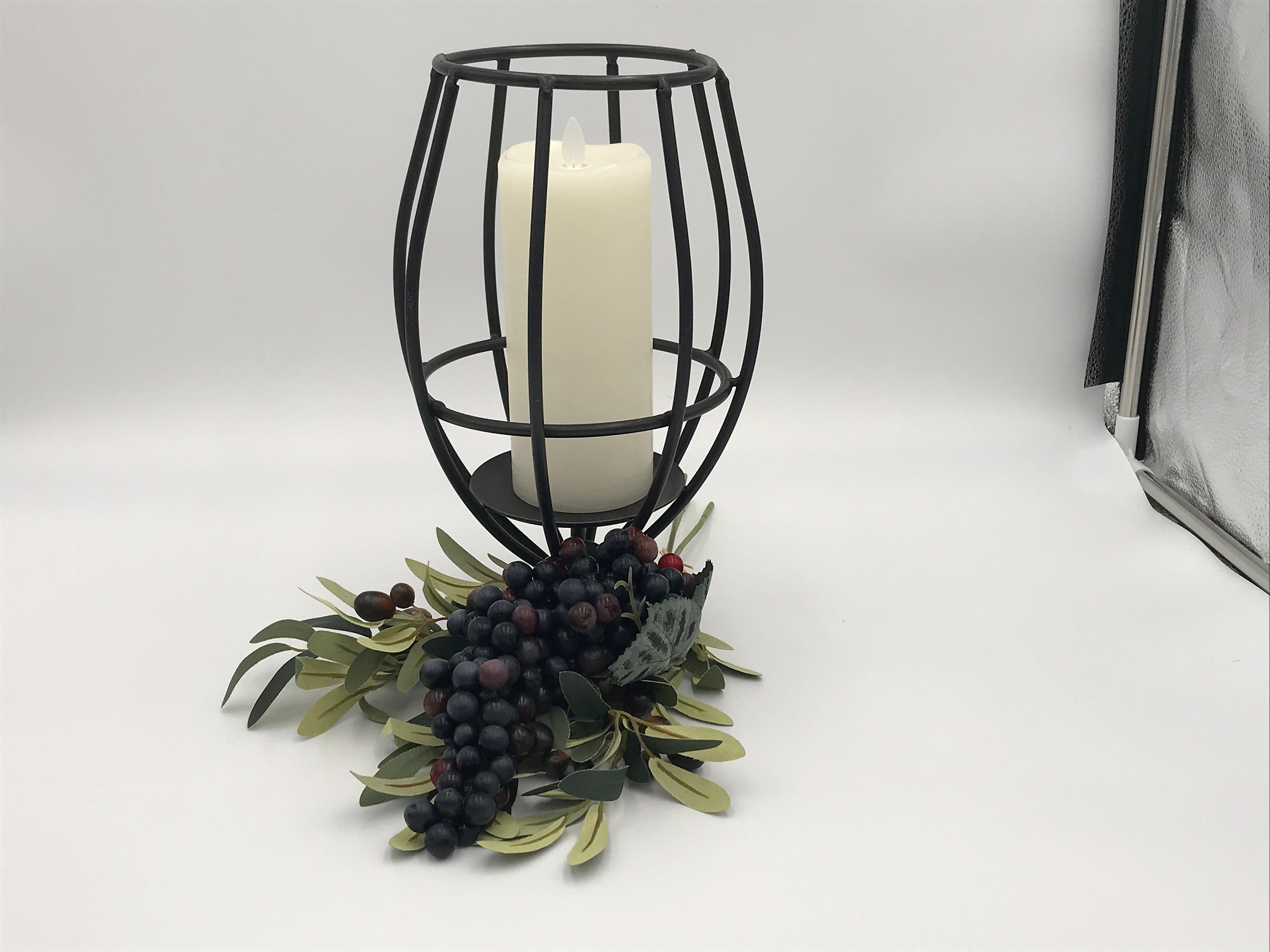 Black Wrought Iron Brandy Snifter Candle Holder Decoration Etsy