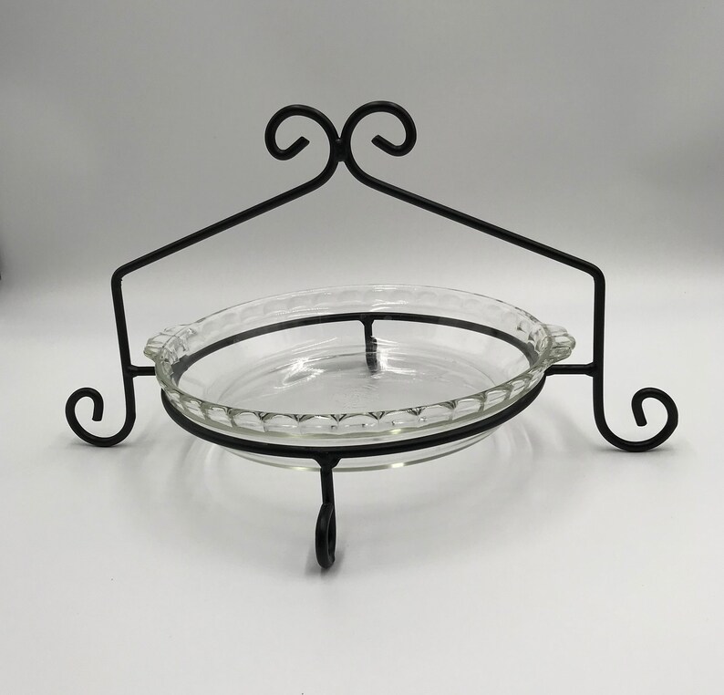 Black Wrought Iron Pie Plate Holder Stand Etsy