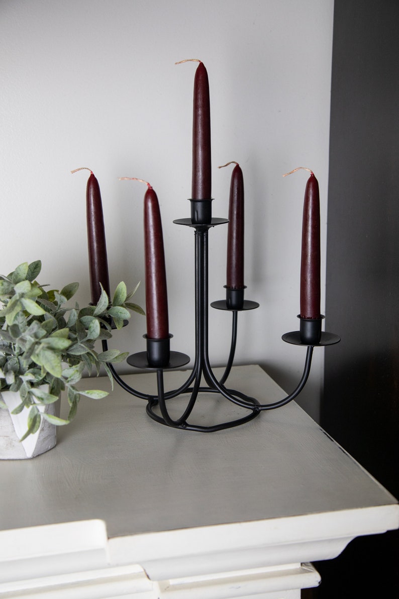 Wrought Iron Tabletop Candelabra Taper Candle Holder Etsy