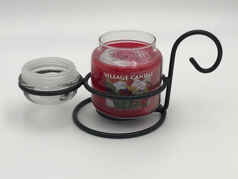 Black Wrought Iron Jar Candle Stand & Lid Holder Amish | Etsy