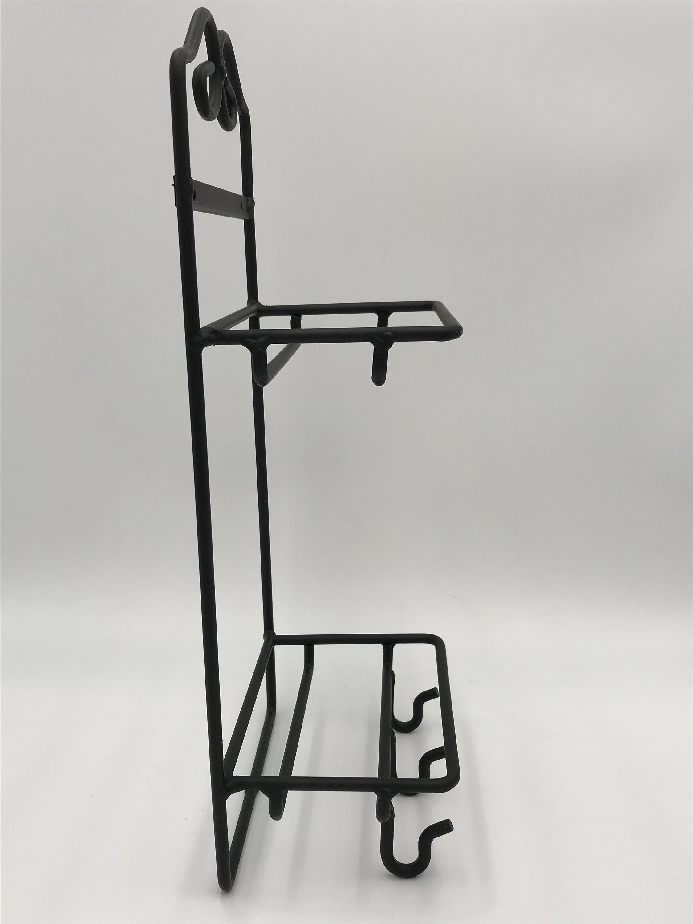 Wrought Iron Wall Mount Double Shelf Unit With Hooks Etsy