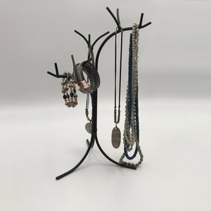 Metal Jewelry Tree Stand Holder Display- Black Wrought Iron Metal - Amish Handmade in USA