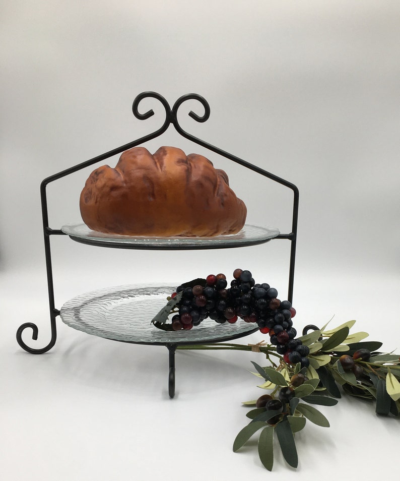 3 Tier Black Wrought Iron Pie Plate holder stand Etsy
