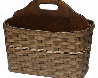Woven Magazine Rack Basket, Amish Handmade Woven Basket, Customizable