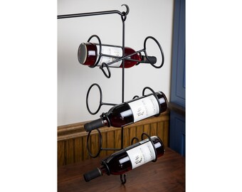 Wrought Iron Hanging Wine rack 6 bottle - Handcrafted in Lancaster Amish Country