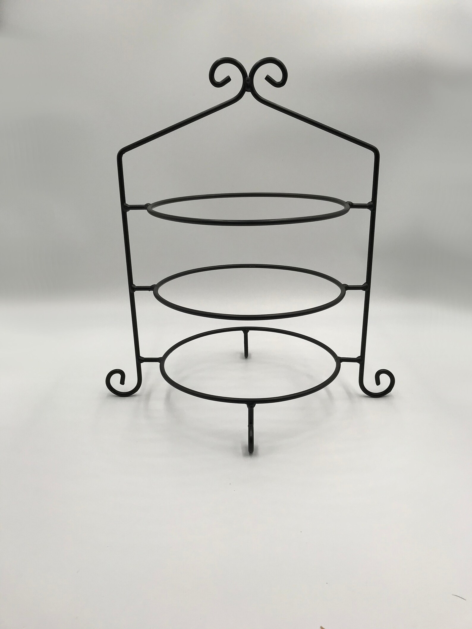 3 Tier Black Wrought Iron Pie Plate holder stand Etsy