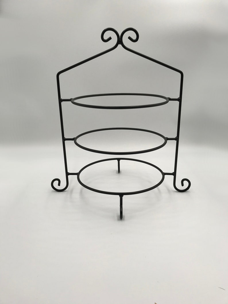 3 Tier Black Wrought Iron Pie Plate holder stand Etsy