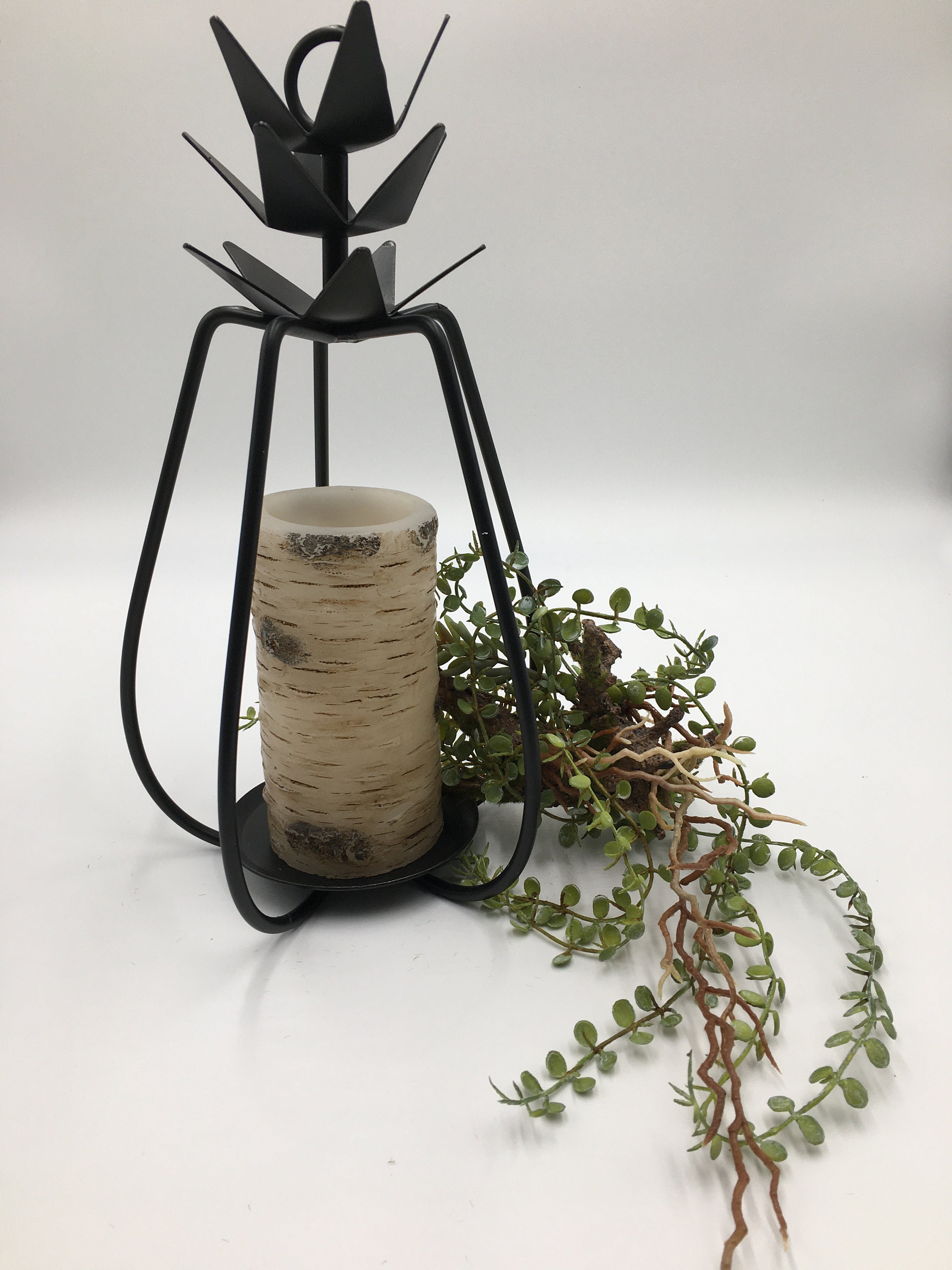Wrought Iron Pineapple Candle Holder Black Jar Candle Pillar Etsy