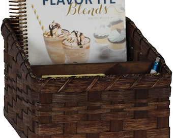 Woven Cookbook Basket, Amish Handmade Woven Basket, Customizable
