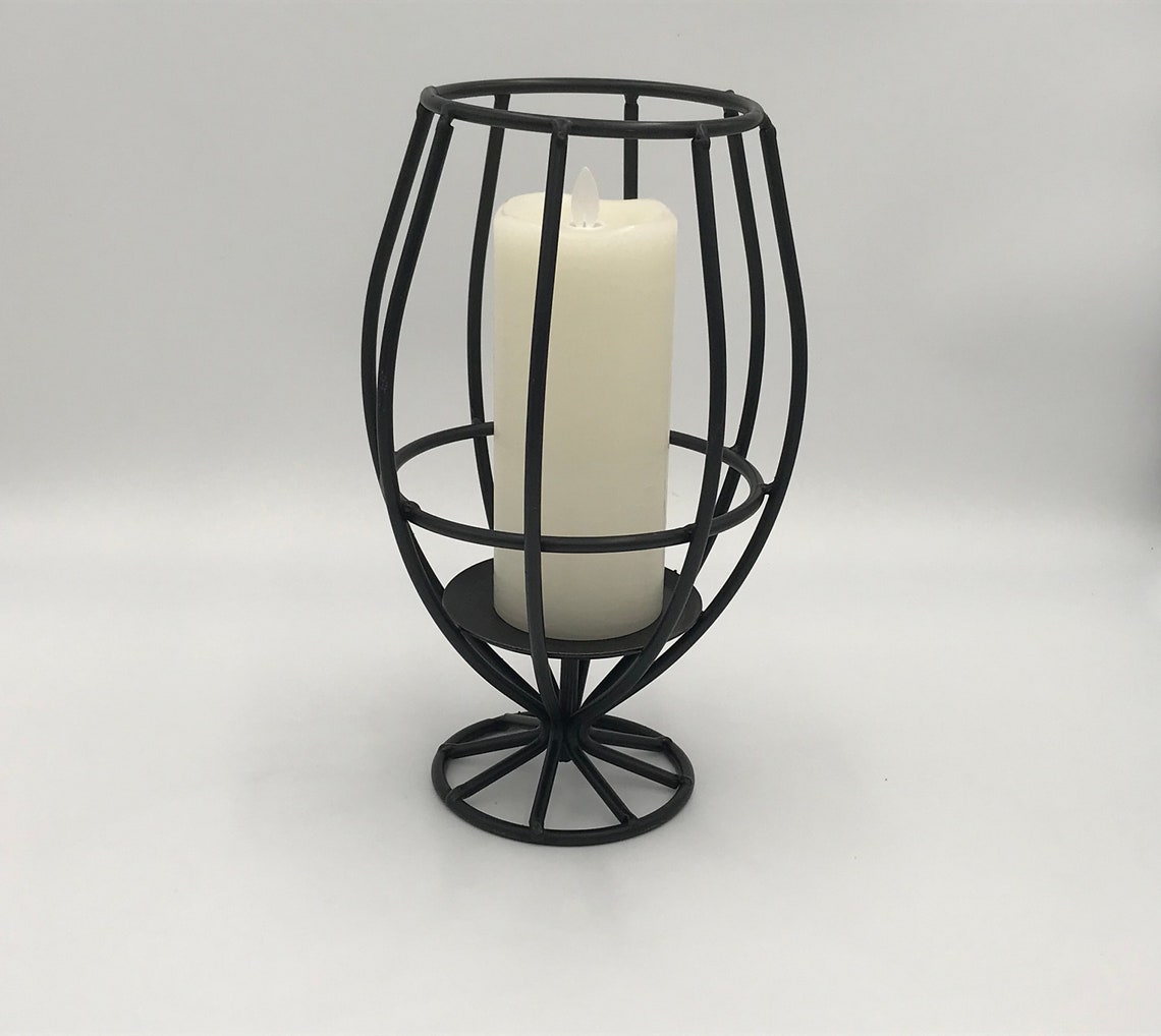 Black Wrought Iron Brandy Snifter Candle Holder Decoration Etsy