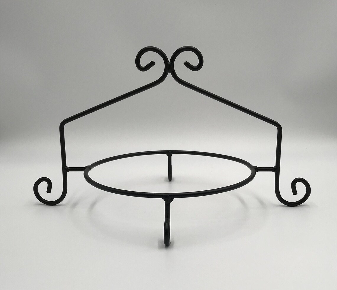 Black Wrought Iron Pie Plate Holder Stand Etsy