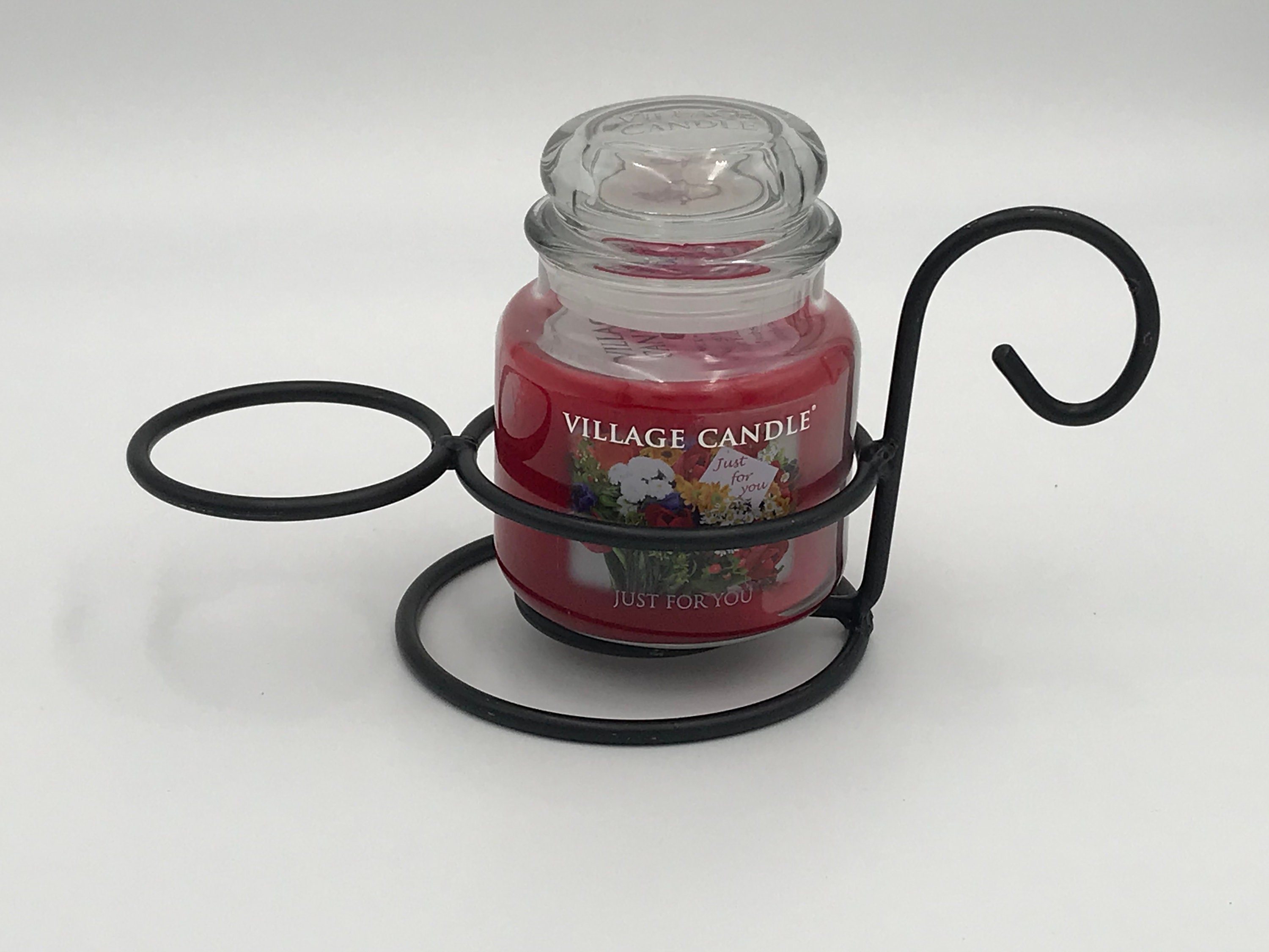 Black Wrought Iron Jar Candle Stand & Lid Holder Amish Etsy