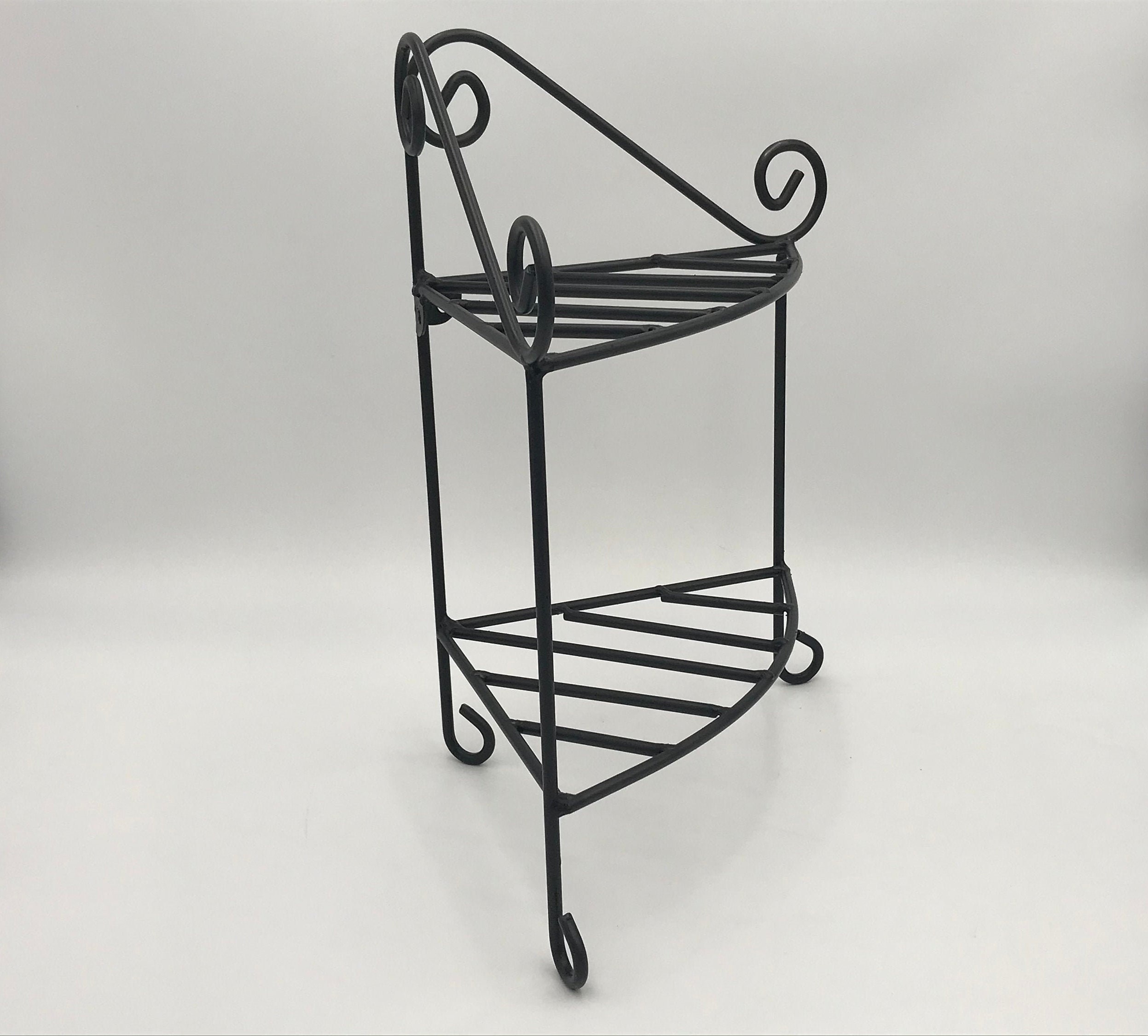 Small Wrought Iron Corner Shelf for Kitchen Counter Plant Stand Amish Made USA 