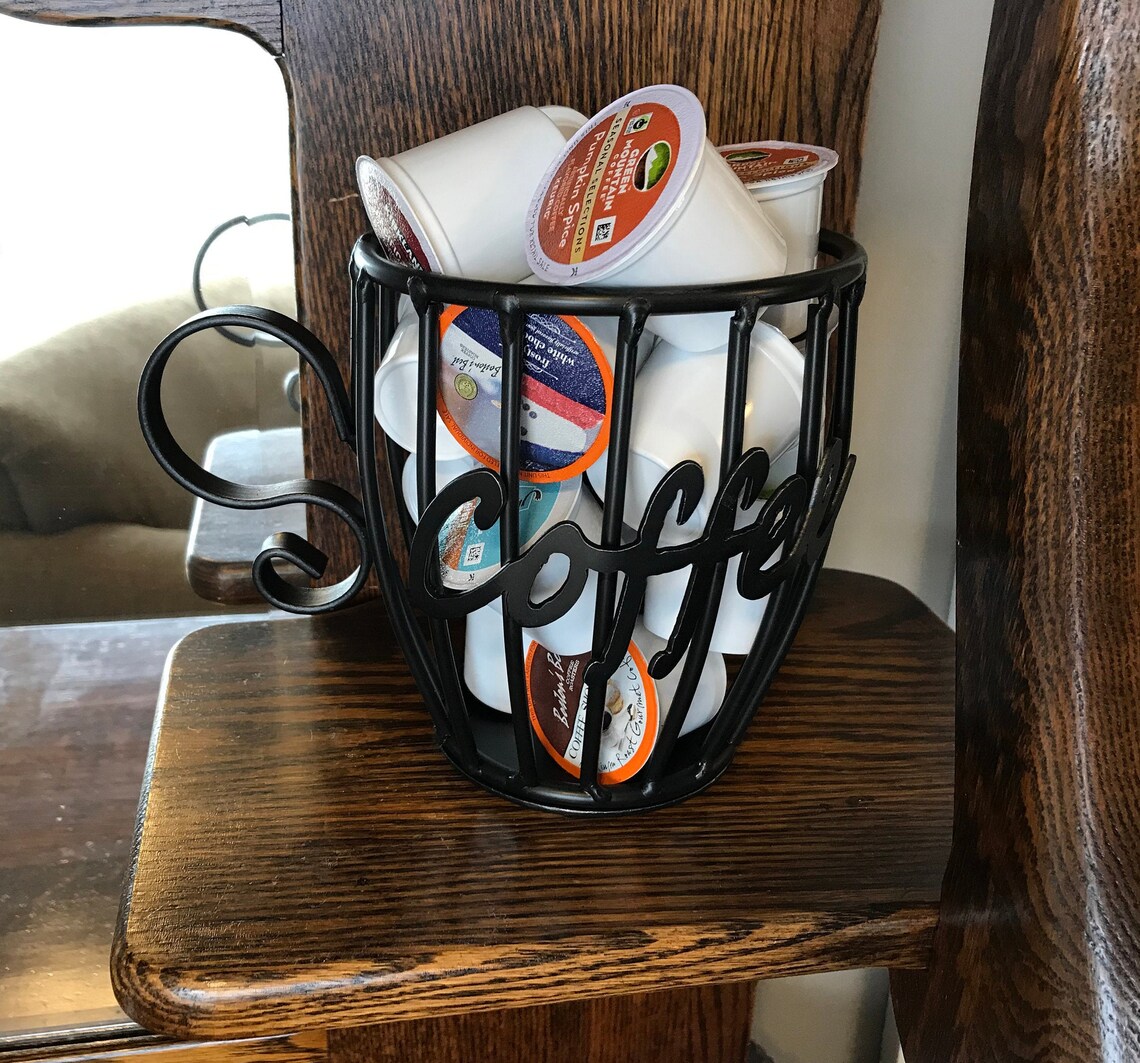 Black Wrought Iron Coffee Mug Keurig K Cup Holder for 16 Etsy