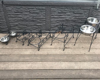 Wrought Iron Pet Feeder Double Bowl Powder Coated