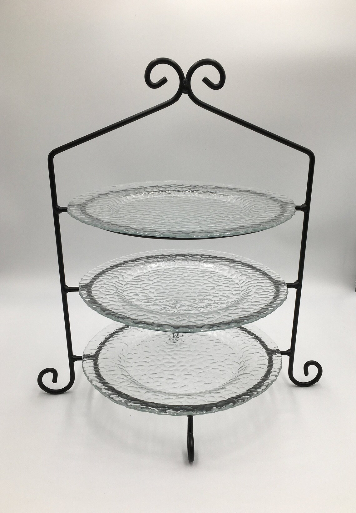 3 Tier Wrought Iron Pie Plate Holder Stand Triple Pie Saver Etsy