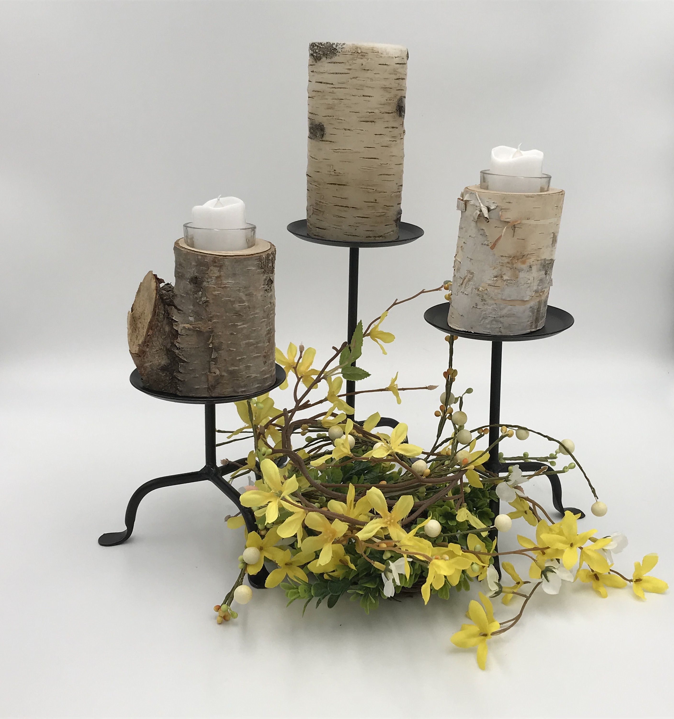 Black Wrought Iron Pillar Candle Holder Stand Amish Handmade Etsy