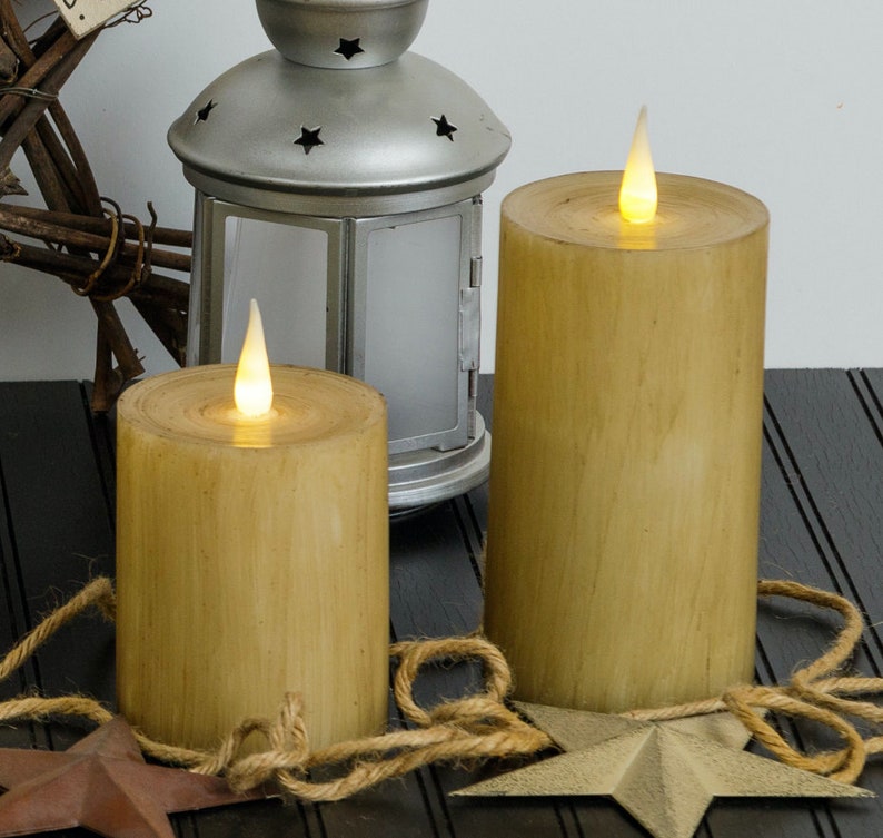 LED Wax Candles, Amish Made, Moments Captured Candles Ivory Rustic