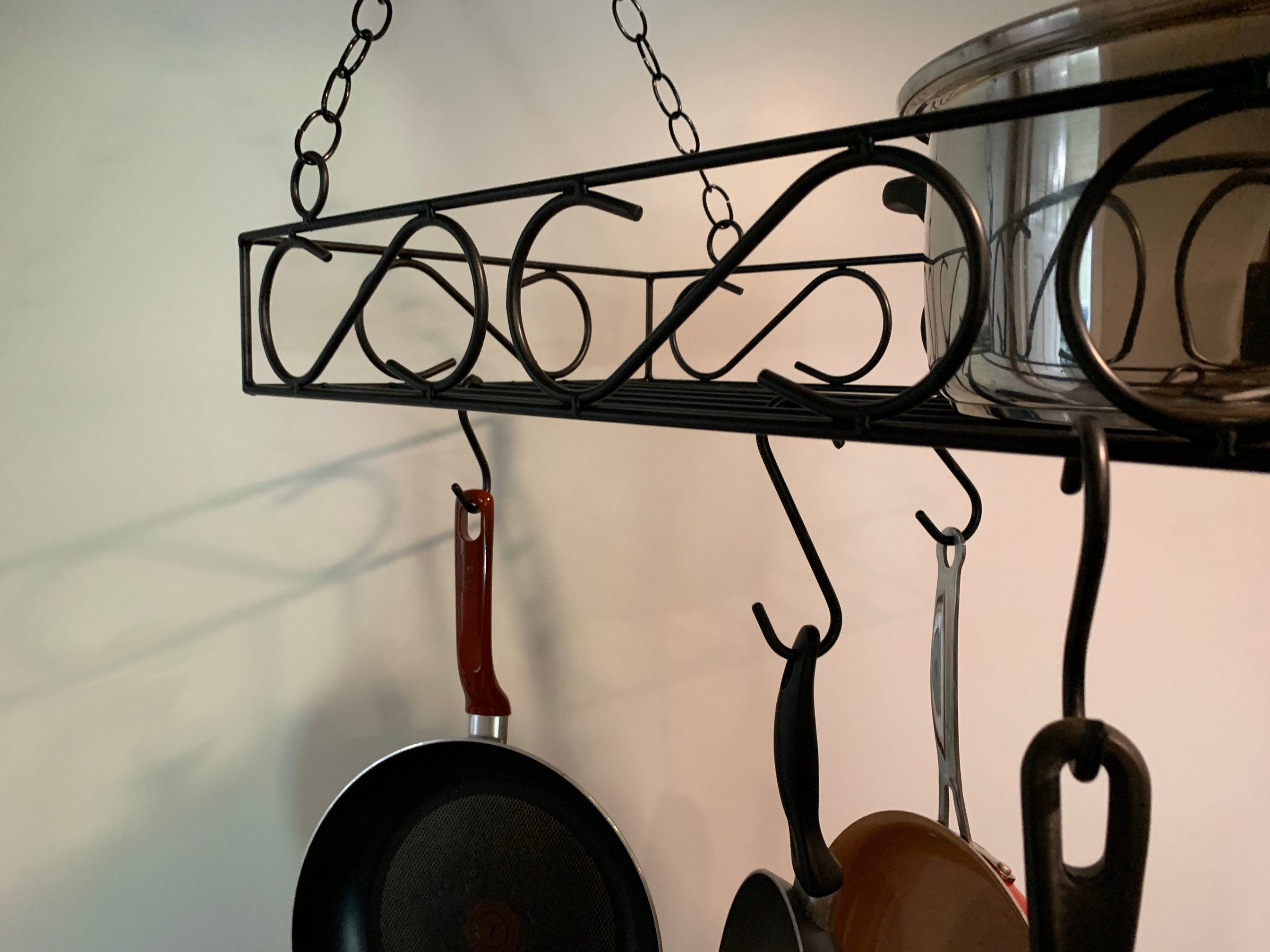 WERSEON Pot Rack Hanging, Hanging Pot Rack Ceiling Mount Vintage Pot  Hangers for Kitchen Pot Rack Organizers, Iron&Wood 