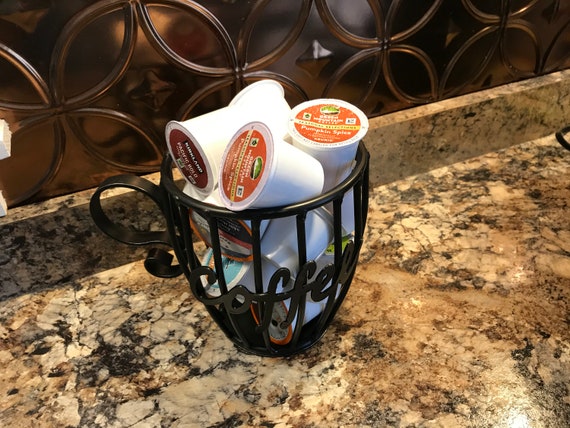 K-Cup Holder: Wrought Iron Mug & Keurig Pod Storage Rack USA