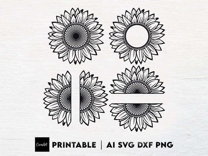 Free Free 214 Silhouette Half Sunflower Svg SVG PNG EPS DXF File