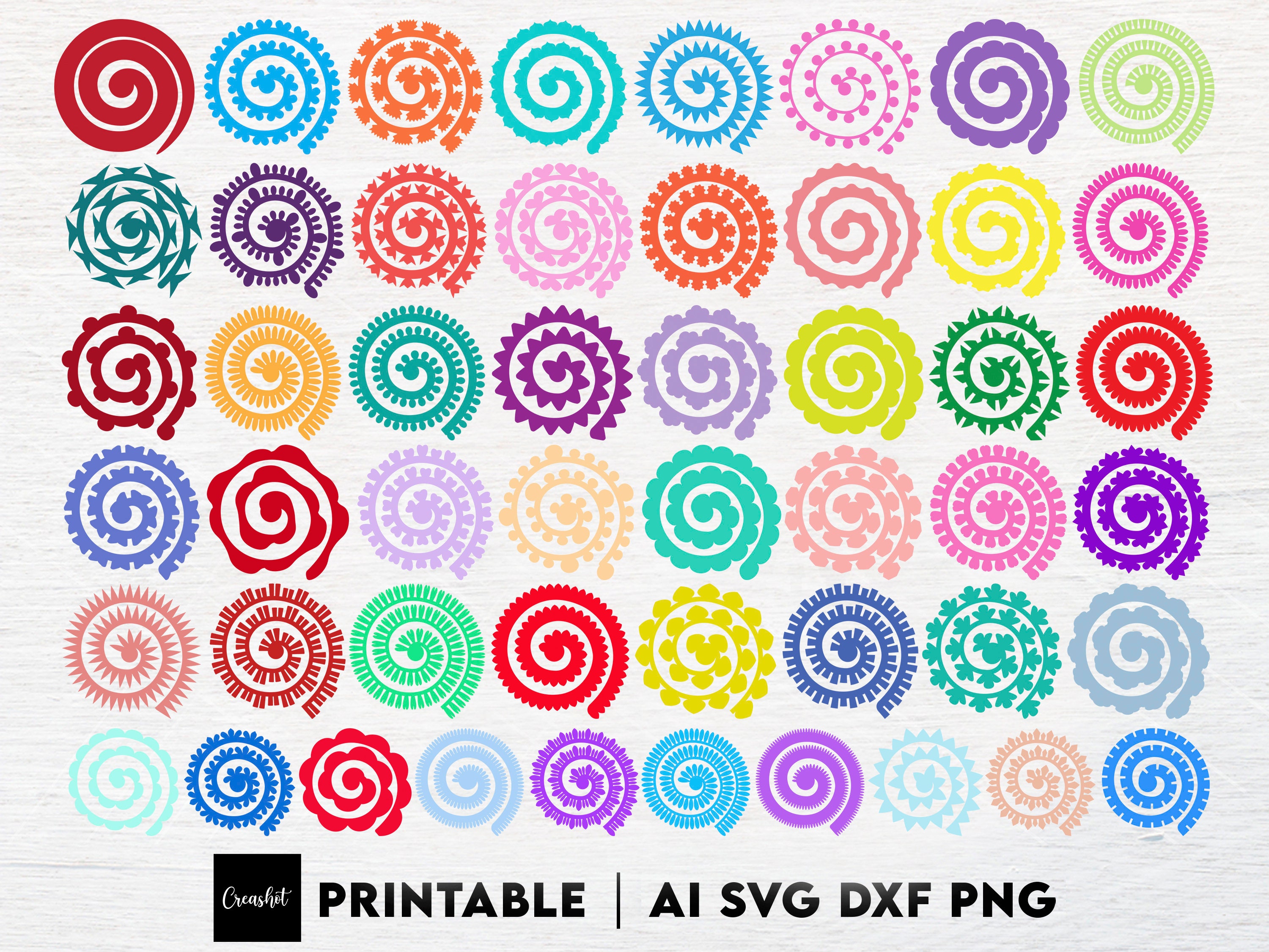 Rolled flower svg paper flower svg digital download digital | Etsy