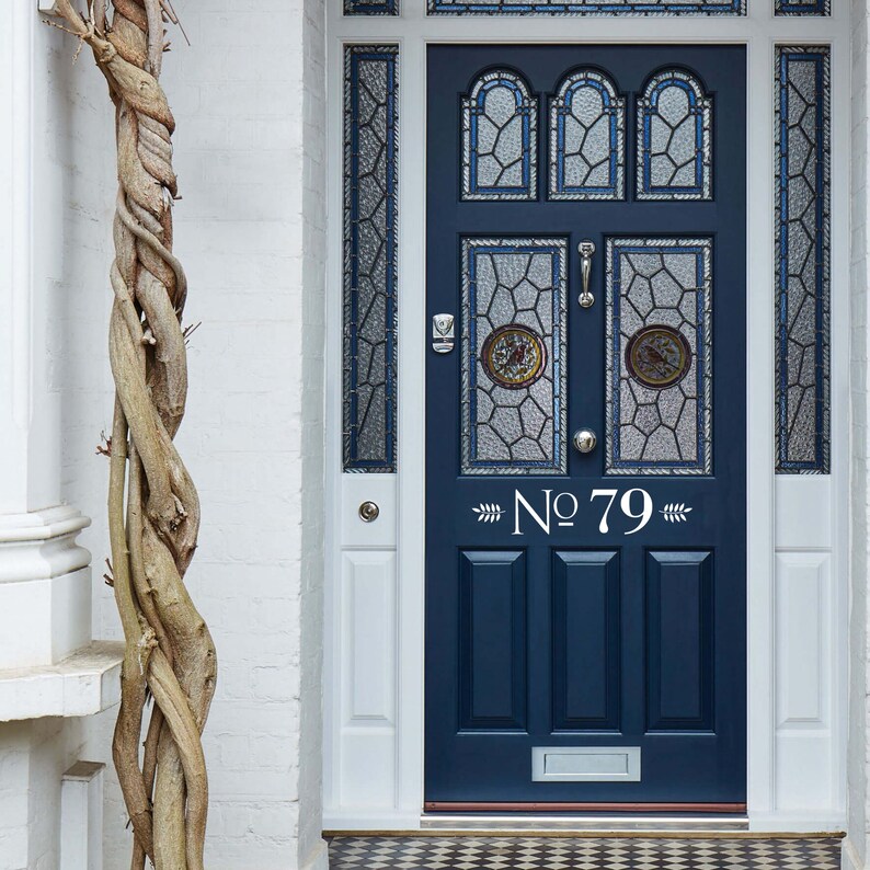 Flower Front Door Number Decal Vinyl Custom House Number Etsy UK